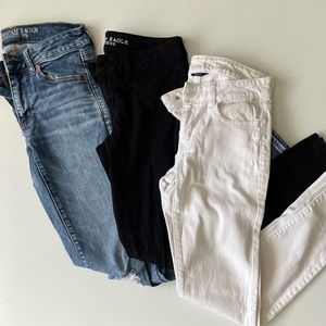 Lot of LONG/X-LONG American Eagle Jeans | Medium, Black, White | Size 6